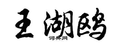 胡問遂王湖鷗行書個性簽名怎么寫