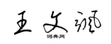 梁錦英王文颯草書個性簽名怎么寫