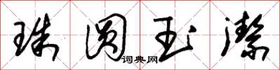 朱錫榮珠圓玉潔草書怎么寫