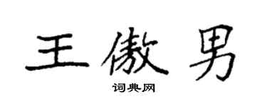 袁強王傲男楷書個性簽名怎么寫
