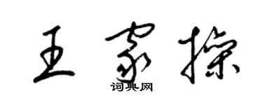 梁錦英王家操草書個性簽名怎么寫