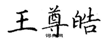 丁謙王尊皓楷書個性簽名怎么寫