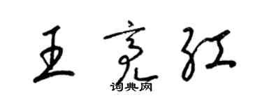 梁錦英王亮紅草書個性簽名怎么寫