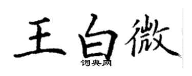 丁謙王白微楷書個性簽名怎么寫