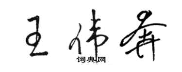 駱恆光王偉奔草書個性簽名怎么寫