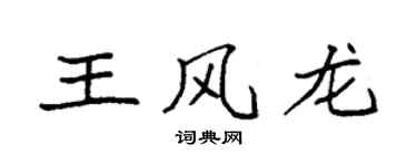 袁強王風龍楷書個性簽名怎么寫