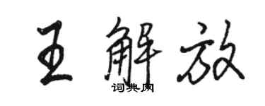 駱恆光王解放行書個性簽名怎么寫