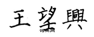 何伯昌王望興楷書個性簽名怎么寫