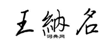 王正良王納名行書個性簽名怎么寫