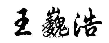 胡問遂王巍浩行書個性簽名怎么寫