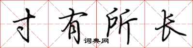 荊霄鵬寸有所長行書怎么寫