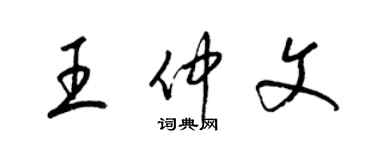 梁錦英王仲文草書個性簽名怎么寫