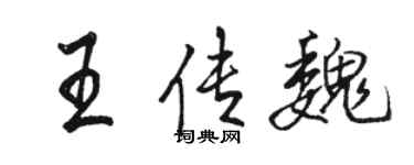 駱恆光王傳魏行書個性簽名怎么寫