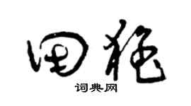曾慶福田猛草書個性簽名怎么寫