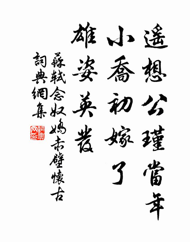 蘇軾遙想公瑾當年,小喬初嫁了,雄姿英發。書法作品欣賞