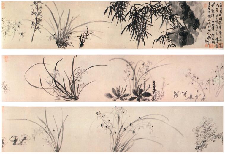 王鐸行書《枯蘭復花圖卷》_王鐸書法作品欣賞