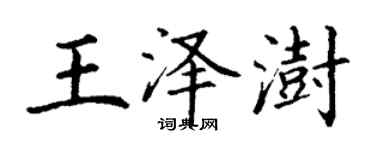 丁謙王澤澍楷書個性簽名怎么寫