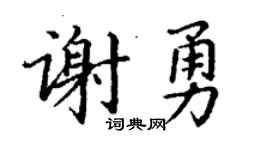 丁謙謝勇楷書個性簽名怎么寫