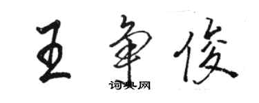 駱恆光王爭俊行書個性簽名怎么寫