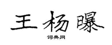 袁強王楊曝楷書個性簽名怎么寫