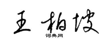 梁錦英王柏坡草書個性簽名怎么寫
