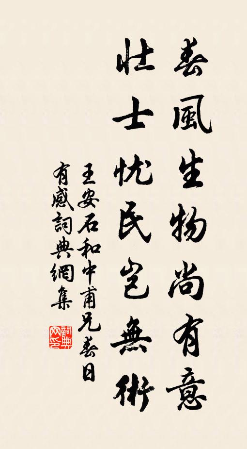 王安石春風生物尚有意,壯士憂民豈無術書法作品欣賞