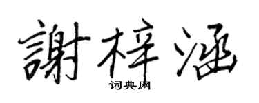 王正良謝梓涵行書個性簽名怎么寫