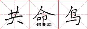 侯登峰共命鳥楷書怎么寫