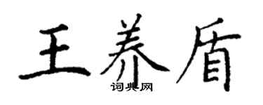 丁謙王養盾楷書個性簽名怎么寫