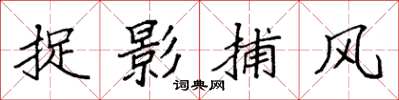 袁強捉影捕風楷書怎么寫
