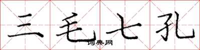 龐中華三毛七孔楷書怎么寫