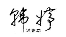 梁錦英韓婷草書個性簽名怎么寫