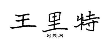 袁強王里特楷書個性簽名怎么寫