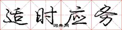 龐中華適時應務行書怎么寫