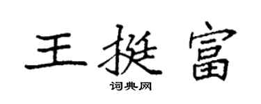 袁強王挺富楷書個性簽名怎么寫
