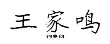 袁強王家鳴楷書個性簽名怎么寫