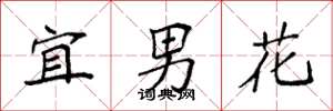 袁強宜男花楷書怎么寫