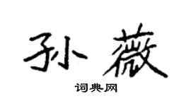 袁強孫薇楷書個性簽名怎么寫