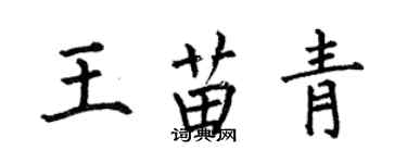 何伯昌王苗青楷書個性簽名怎么寫