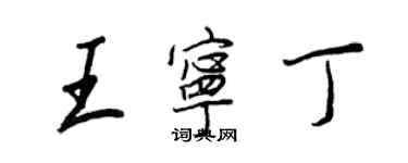 王正良王寧丁行書個性簽名怎么寫