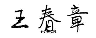 曾慶福王春章行書個性簽名怎么寫