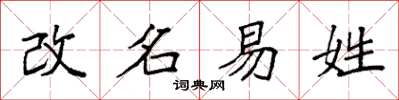 袁強改名易姓楷書怎么寫