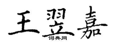 丁謙王翌嘉楷書個性簽名怎么寫