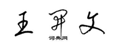 梁錦英王開文草書個性簽名怎么寫