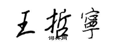 王正良王哲寧行書個性簽名怎么寫