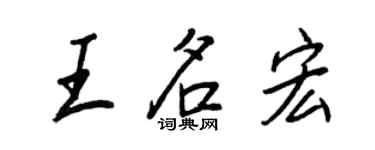 王正良王名宏行書個性簽名怎么寫