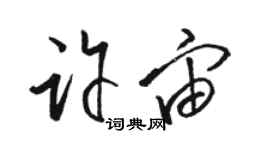 駱恆光許宙草書個性簽名怎么寫