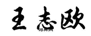 胡問遂王志歐行書個性簽名怎么寫