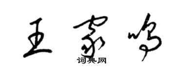 梁錦英王家鳴草書個性簽名怎么寫