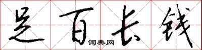 錢沛雲足百長錢行書怎么寫